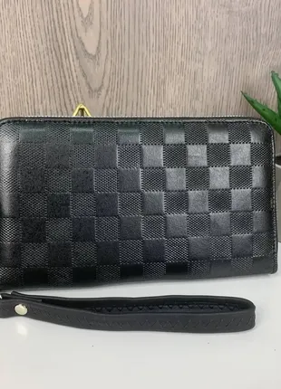 Большой мужской кожаный клатч портмоне с ручкой 1204