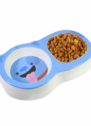Миска для котів і собак подвійна taotaopets 115506 blue пластикова "ax"