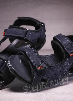 Спортивные кожаные мужские сандалии ecco biom denim