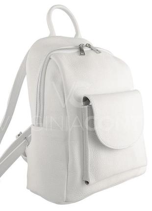 Рюкзак білий жіночий італійський рюкзак білий шкіряний рюкзак світлий