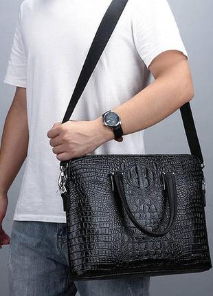 Оригинальный мужской деловой портфель под рептилию для документов формат а4 мужская...