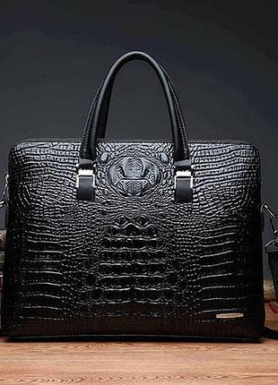 Оригинальный мужской деловой портфель под рептилию для документов формат а4 мужская...