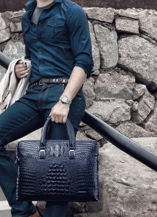 Оригинальный мужской деловой портфель под рептилию для документов формат а4 мужская...