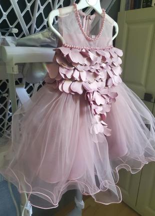 Детское нарядное пышное платье розовое глициния для девочки праздничное красивое на 6 месяцев 9м 12 год рочек на день рождения5 фото