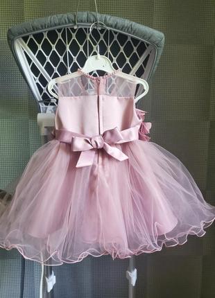 Детское нарядное пышное платье розовое глициния для девочки праздничное красивое на 6 месяцев 9м 12 год рочек на день рождения7 фото