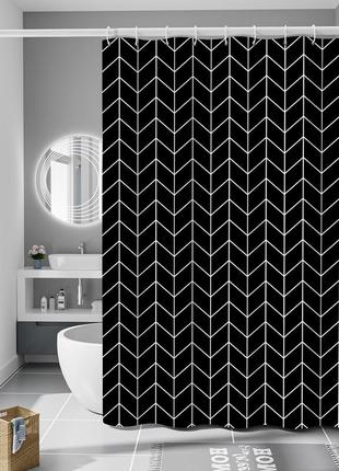 Шторка для ванної кімнати bathlux 180 x 180 см люкс якість з водовідштовхувальним покриттям, чорна "gr"