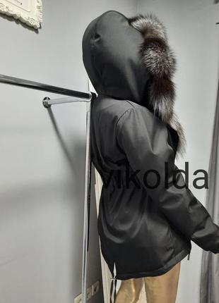 Жіноча зимова куртка парка з хутром чорнобурки5 фото