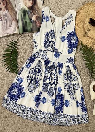 Натуральна міні сукня у квітковий принт №312 фото