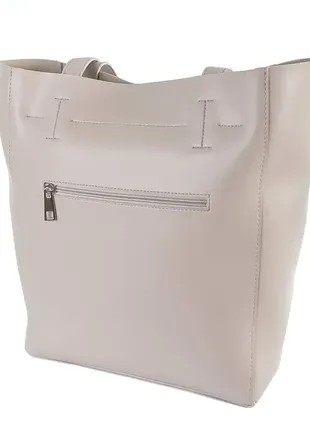 Женская фабричная сумка-шопер с простым кроем и минимальной отделкой бежевый (№518)2 фото