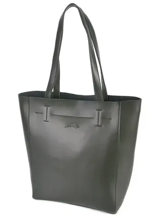 Женская фабричная сумка-шопер с простым кроем и минимальной отделкой темно-зеленый (№518)1 фото