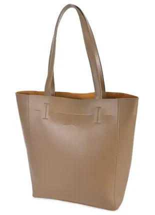 Женская фабричная сумка-шопер с простым кроем и минимальной отделкой мокко (№518)