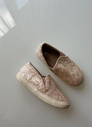 Мокачины туфельки туфли для девочки розовые глиттерные нарядные блестящие 23 размер 14,5-15см1 фото