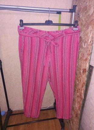 Укороченные брюки из смесовой льняной ткани4 фото