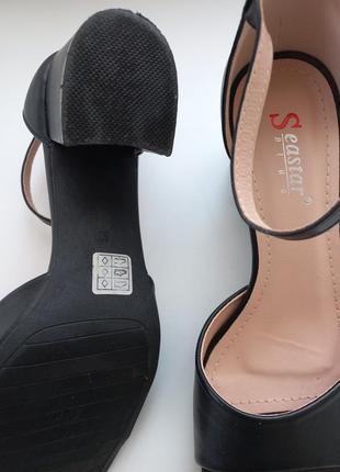 Классические черные босоножки, женские черные босоножки на каблуке3 фото