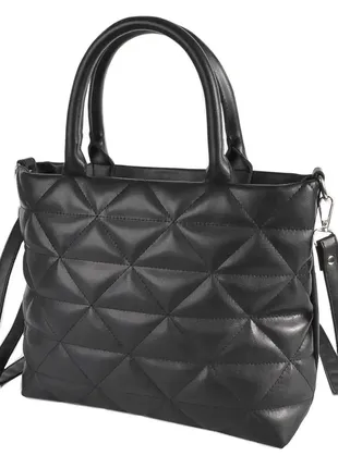 Женская стеганая качественная сумка от украинского производителя черная (№733)
