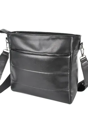 Жіноча фабрична сумка високої якості з двома великими вмісткими кишенями чорна (№718)