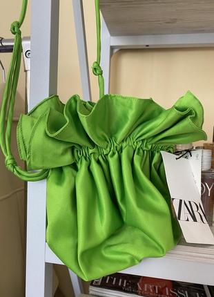 Сатиновая сумка мешочек атласная zara