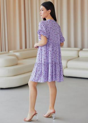 Платье женское миди летнее оверсайз на пуговицах с коротким рукавом бренд однотонное лавандовое5 фото
