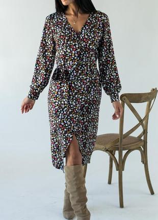 Нова сукня міді на запах в квітковий принт1 фото