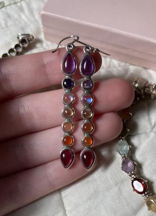 Набір срібні сережки, підвіска та браслет з 7 чакрами фадхіла3 фото