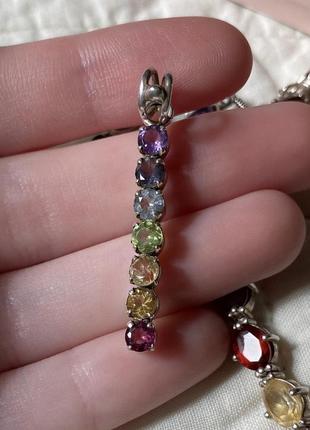 Набір срібні сережки, підвіска та браслет з 7 чакрами фадхіла2 фото