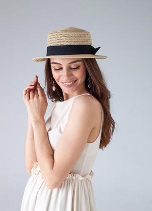 Канотье шляпа пляжная панама панамка с лентой1 фото