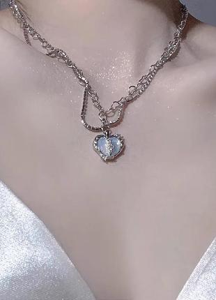 Колье кристаллы подвеска сердце 6