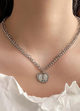 Колье кристаллы подвеска сердце 5