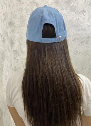 Вышитая женская кепка бейсболка голубого цвета6 фото