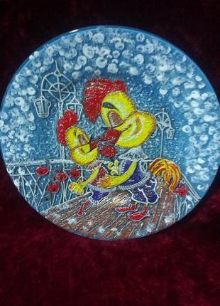 Декоративная тарелка "с новым годом", ручная роспись.