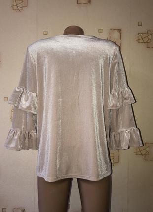 Велюрова блуза кофта лонгслів з рукавами воланами 3/44 фото