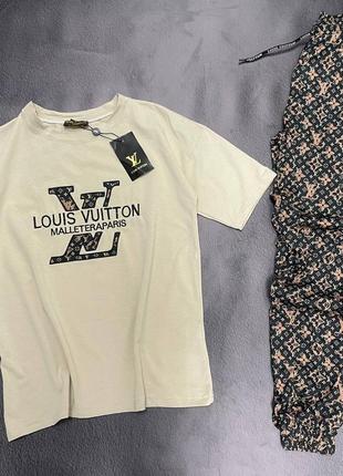 💜є наложка 💜 lux якість💜 жіночий спортивний костюм malleteraparis "louis vuitton"💜 футболка+штани1 фото