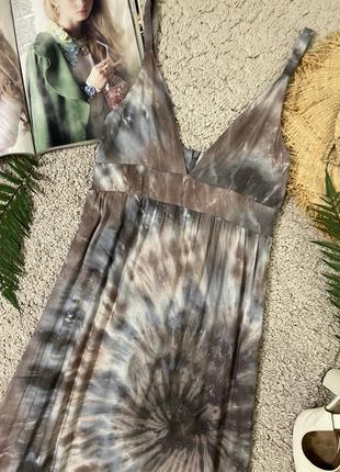 Нежное натуральное макси платье в акварельный принт No143 фото