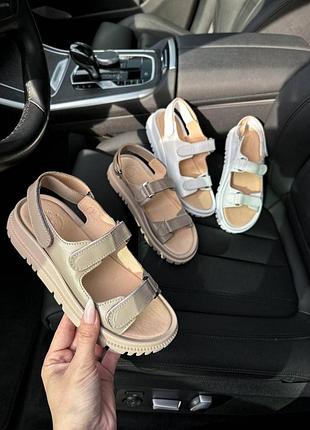 803 босоножки на ребристой подошве регулируются липучками натуральная кожа