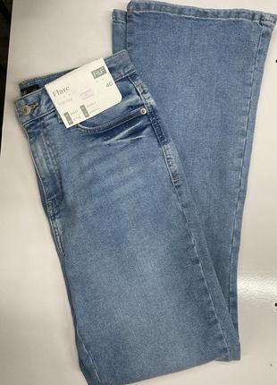 Нові блакитні джинси кльош з етикетками, бренд f&f