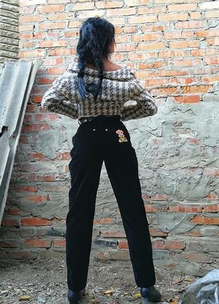 Чудові оксамитові штани штани bode висока талія посадка з вишивкою стразами прямі2 фото