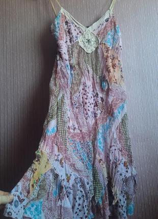 Дизайнерський сарафан -плаття на бретелях печворк бохо як save the queen desigual  cop.copine  від lulu-h9 фото