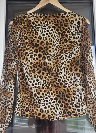 Сексуальная блуза кофта открытая спина леопардовый принт7 фото