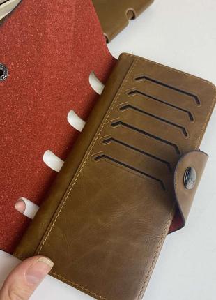 Мужской вертикальный кошелек клатч baellery коричневый портмоне экокожа "kg"9 фото