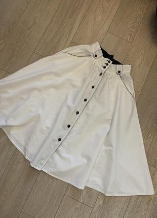 Белая макси юбка джинсовая на пуговицах4 фото