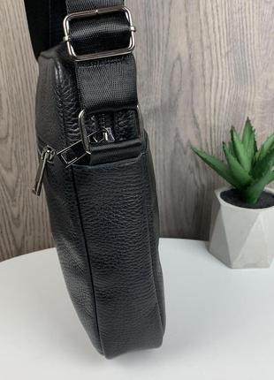 Модна чоловіча сумка планшетка шкіряна чорна, сумка-планшет з натуральної шкіри барсетка "kg"4 фото