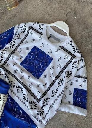 Мужской комплект футболка + шорты / качественный комплект в бело-синем цвете на лето3 фото