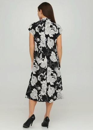 Черное платье-миди цветочный принт2 фото