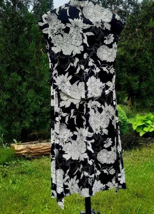 Черное платье-миди цветочный принт6 фото