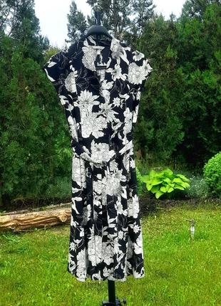 Черное платье-миди цветочный принт5 фото