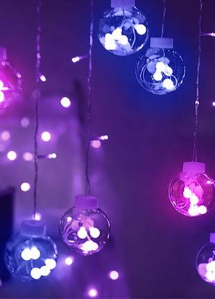 Світлодіодна гірлянда lesko ylx-027 balls кольорове світло 2.5 м новорічні кулі на вікно "kg"