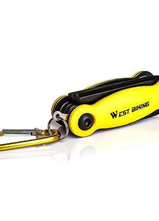 Мультитул west biking yp0719243 yellow карманный набор инструментов для велосипеда "kg"2 фото