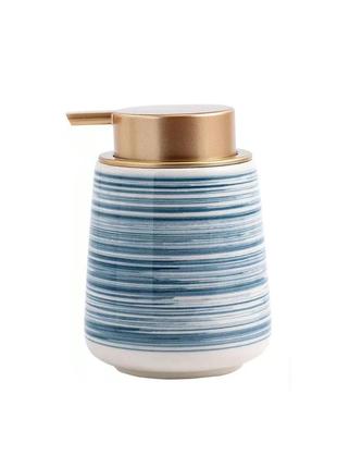 Дозатор керамічний для рідкого мила, миючих засобів bathlux 400 мл, для ванної та кухні синій "kg"1 фото