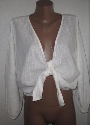 Льняной топ блуза с длинным рукавом примарк р-р162 фото
