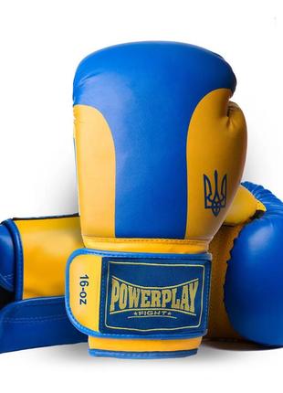 Боксерские перчатки powerplay 3021 ukraine сине-желтые 16 унций "kg"